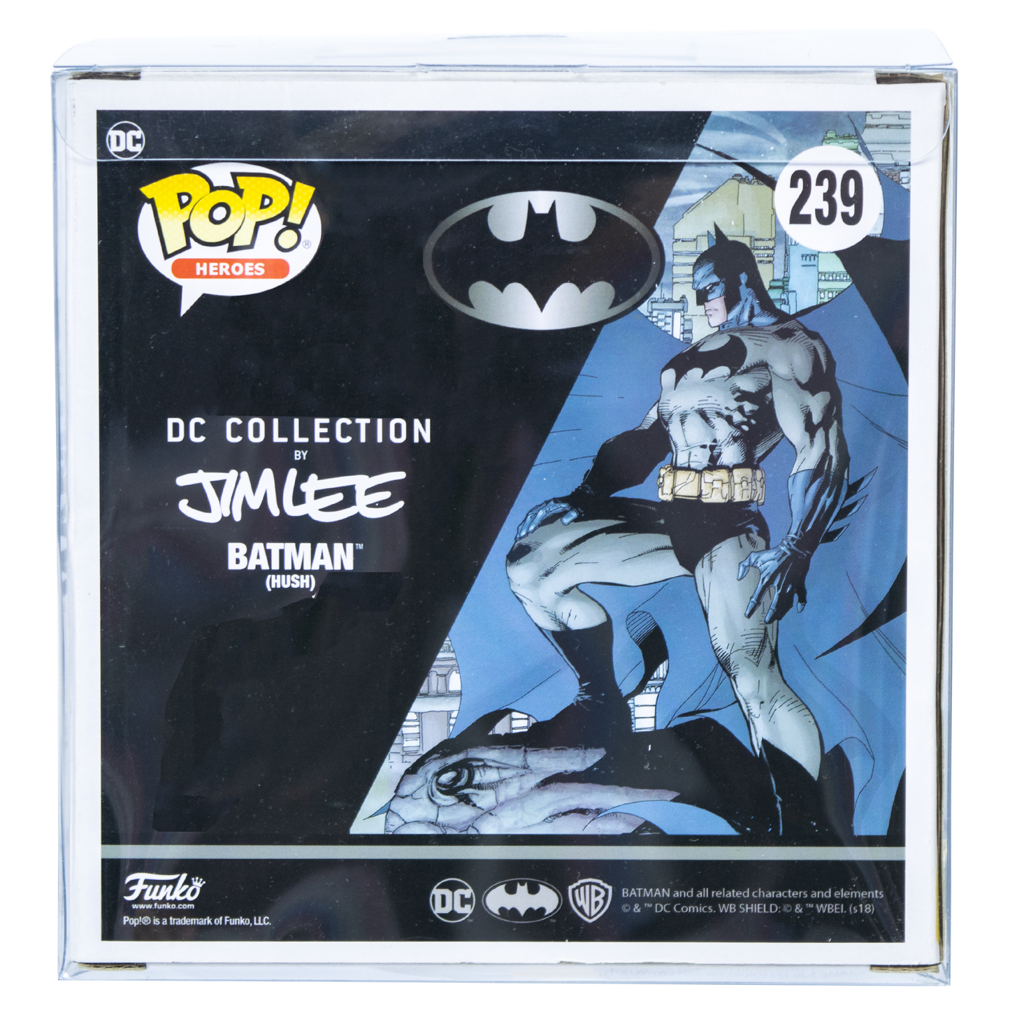 Funko Pop! vinyl figure packaging featuring Batman with DC logo and Funko branding.