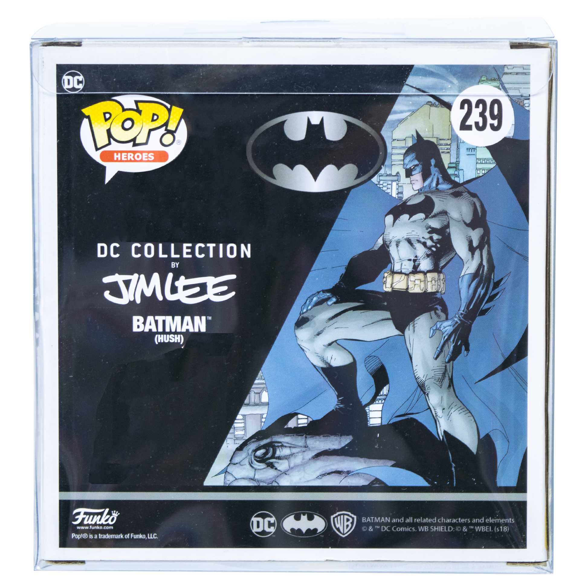 Funko Pop! vinyl figure packaging featuring Batman with DC logo and Funko branding.