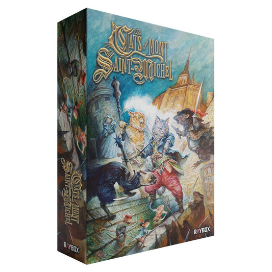 Board game box titled 'Cat's Mont Saint-Michel' by Raybox on a white background