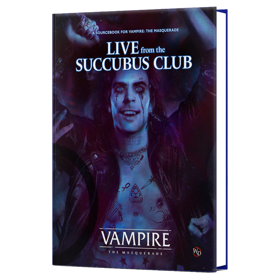 Book titled 'Live from the Succubus Club' related to 'Vampire: The Masquerade' on a white background