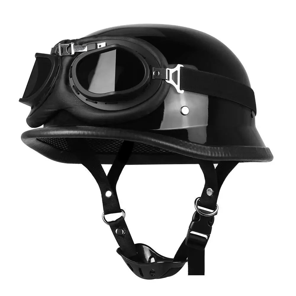 Black helmet with goggles on a white background