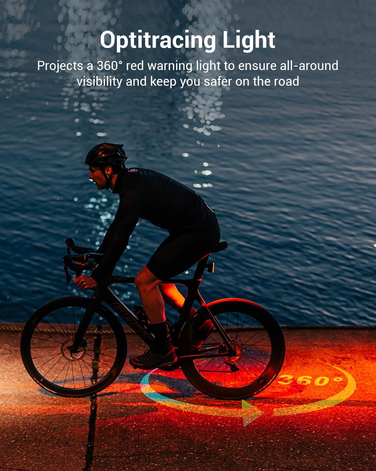 Opti-racing Light Bike Taillight 300 Lumen Night & Daytime Modes Brake Sensor Waterproof