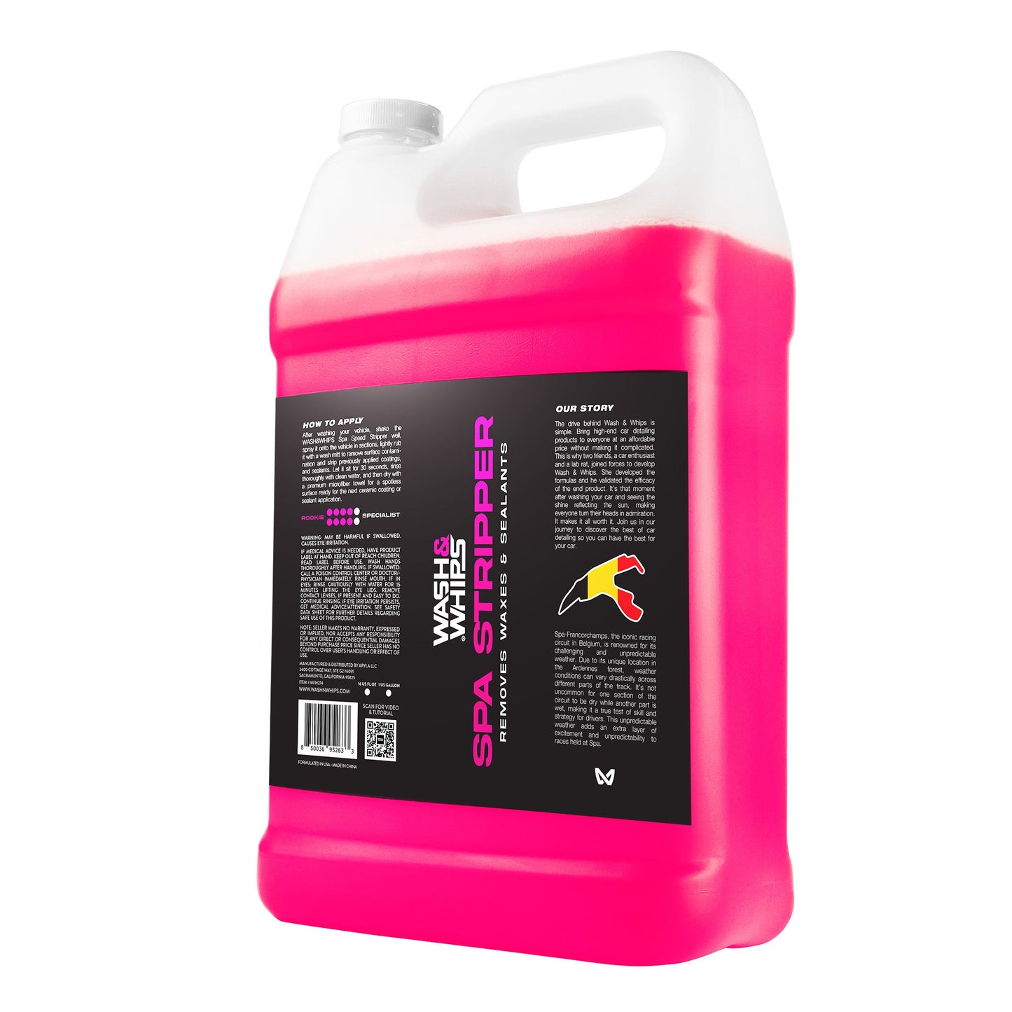 Pink and white container with a label on a white background