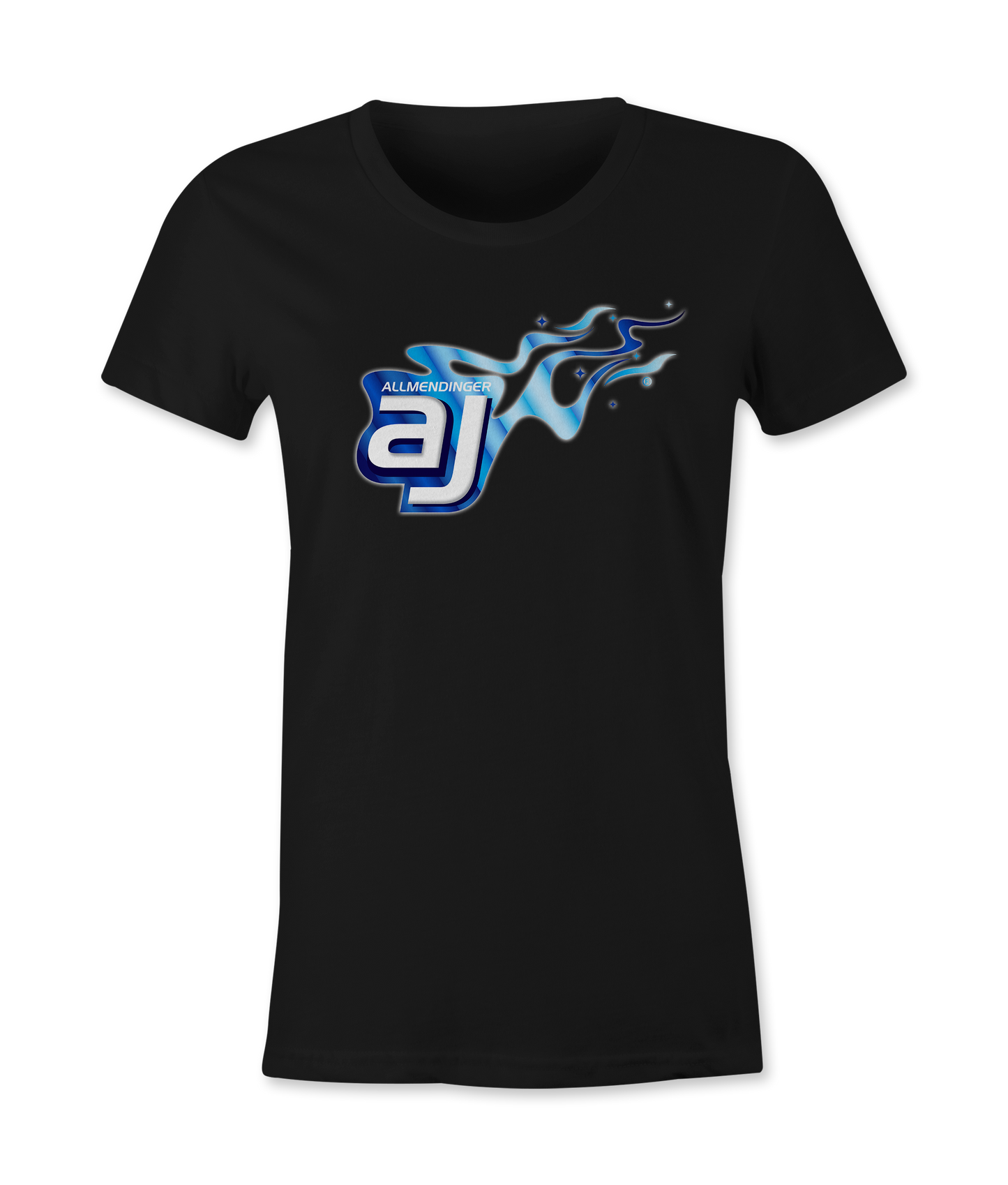 AJ Allmendinger - Women's Basic Tee Blue Flame Logo