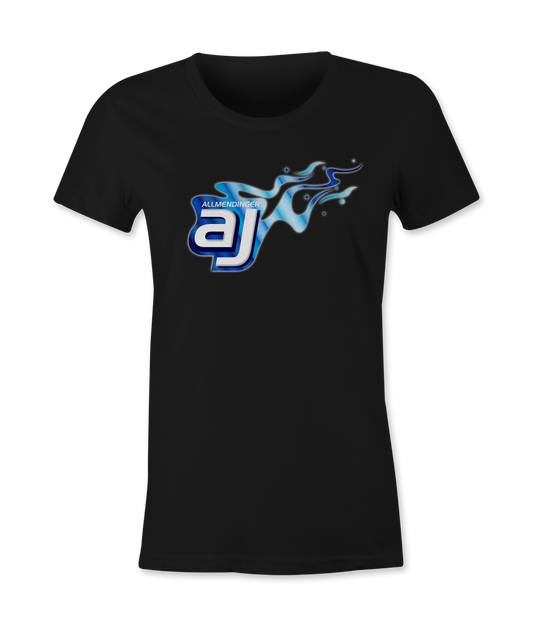 AJ Allmendinger - Women's Basic Tee Blue Flame Logo