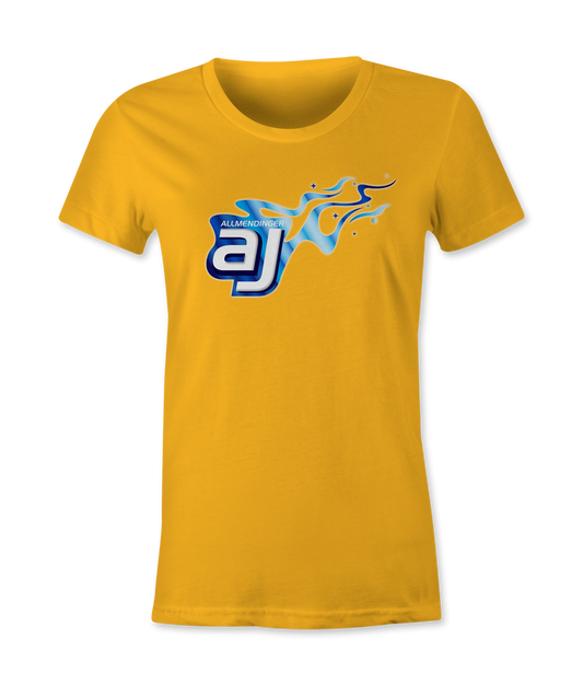 AJ Allmendinger - Women's Basic Tee Blue Flame Logo