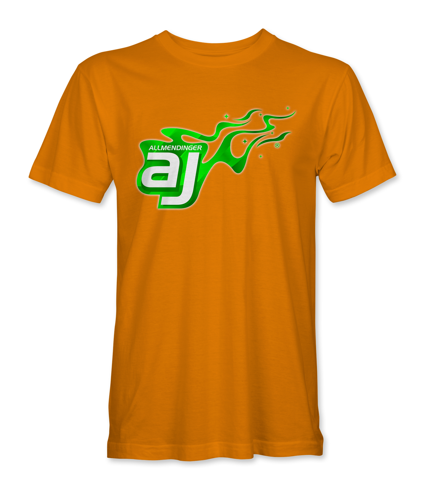 AJ Allmendinger - Basic Tee Green Flame Logo