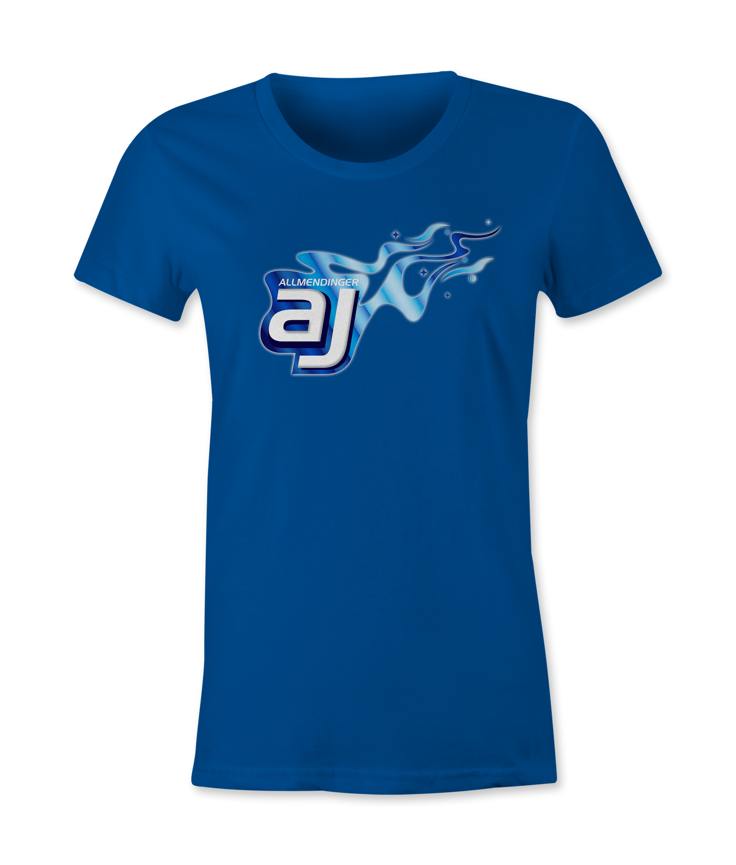 AJ Allmendinger - Women's Basic Tee Blue Flame Logo