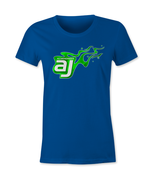 AJ Allmendinger - Women's Basic Tee Green Flame Logo