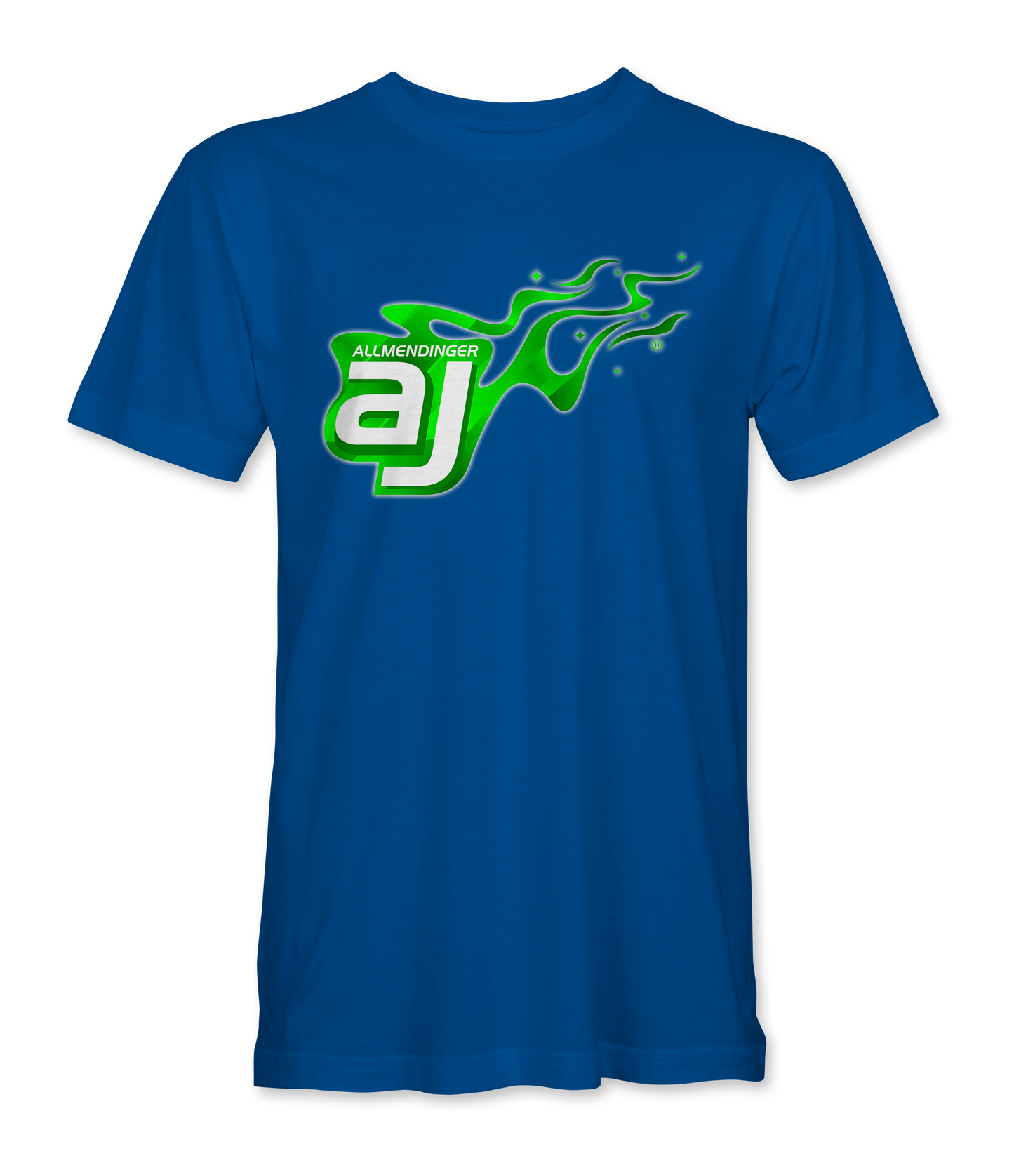 AJ Allmendinger - Basic Tee Green Flame Logo