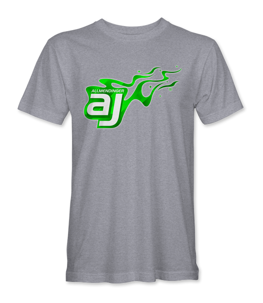 AJ Allmendinger - Basic Tee Green Flame Logo