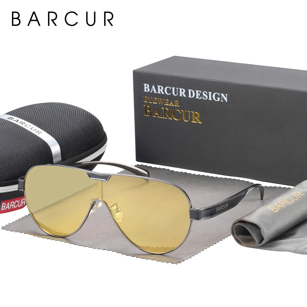 BARCUR Men's Polarized Sunglasses UV400 Protection Special-Shaped Eyewear for Men Stainless Steel Frame Eyeglasses Accessory