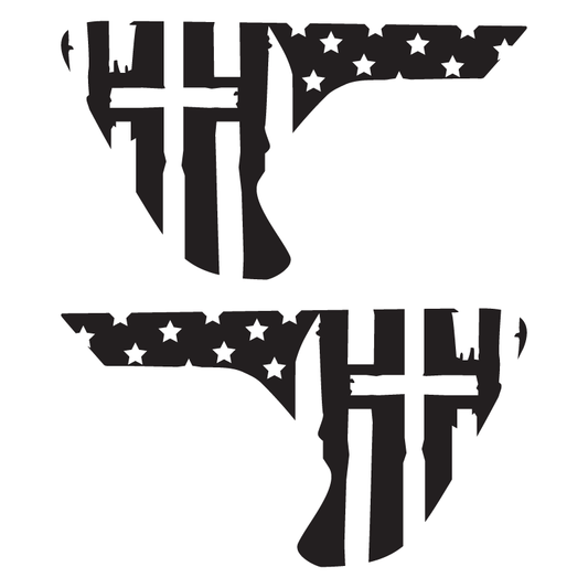 One Nation Cross Vent Decals. Cross with Flag