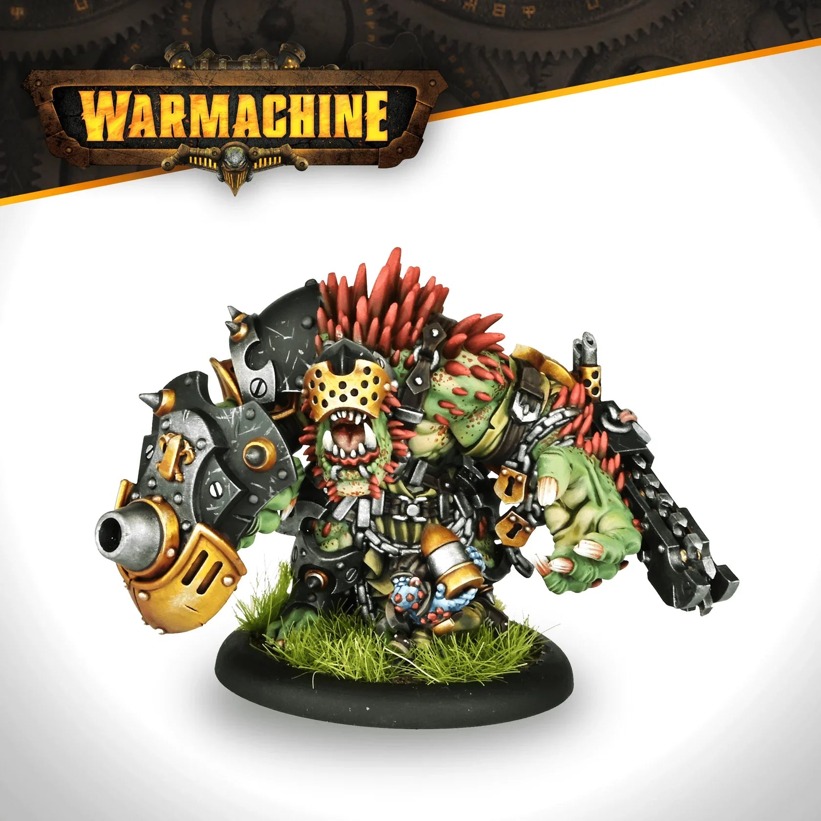 Warhammer 40k Warmachine figurine with detailed armor and weapons on a white background
