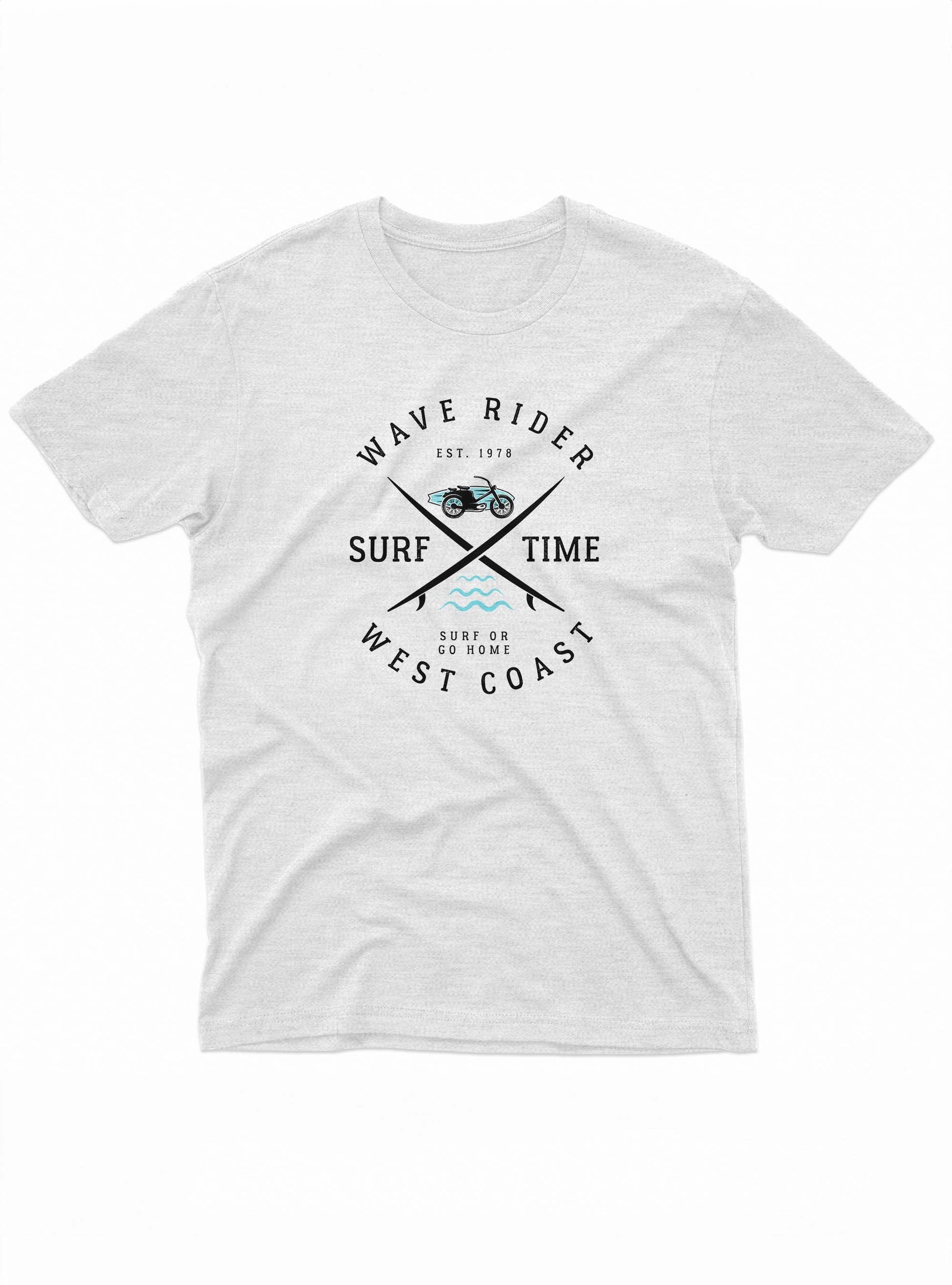 White t-shirt with black graphic design on a white background