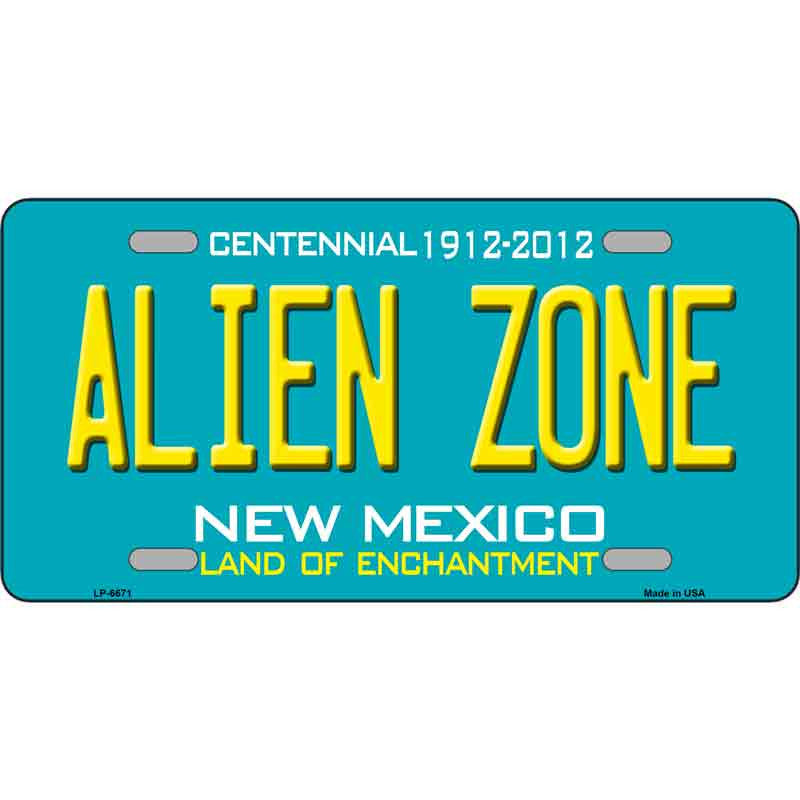 Alien Zone New Mexico Metal License Plate