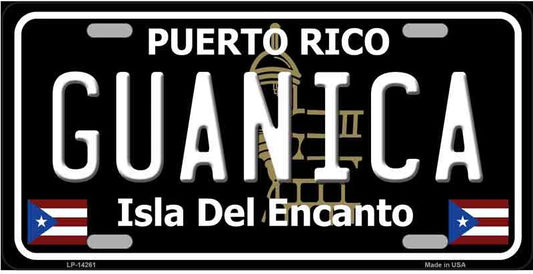 Guanica Puerto Rico Black License Plate Style Sign