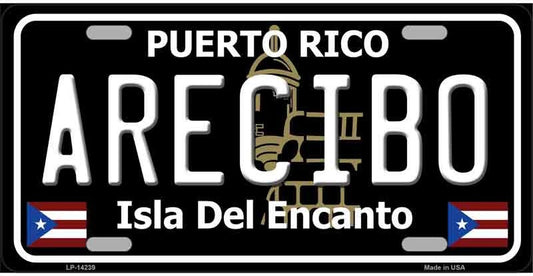 Arecibo Puerto Rico Black License Plate