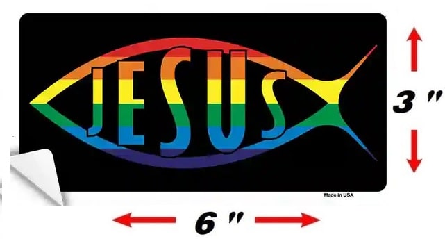 Size Jesus Fish Rainbow Novelty Sticker Decal