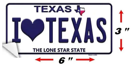 Size I Love Texas Novelty Sticker Decal