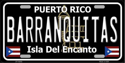 Barranquitas Puerto Rico Black License Plate Style Sign