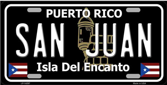 San Juan Puerto Rico Black Metal Novelty License Plate
