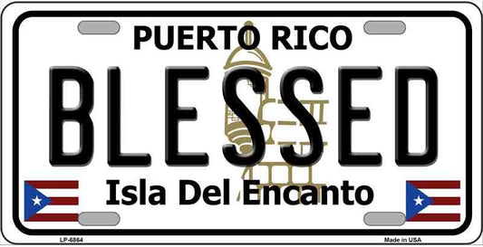 Puerto Rico BLESSED Metal License Plate Style Sign