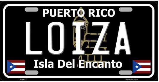 Loiza Puerto Rico Black Metal Novelty License Plate
