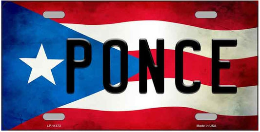 Ponce Puerto Rico Flag Background Metal License Plate Style Sign