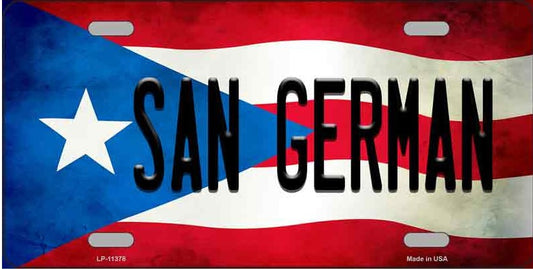 San German Puerto Rico Flag Background Metal License Plate
