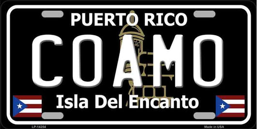 Coamo Puerto Rico Black Novelty License Plate