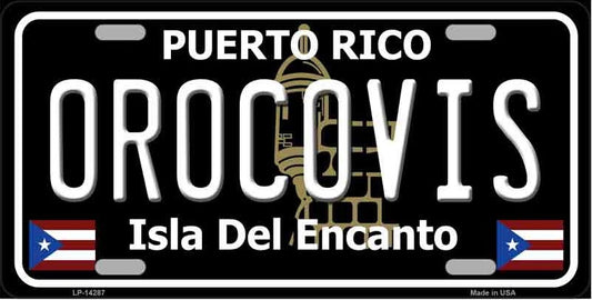 Orocovis Puerto Rico Black License Plate Style Sign