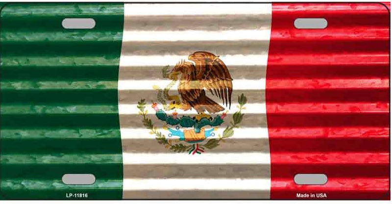 Mexico Flag tin roof style novelty License Plate Tag