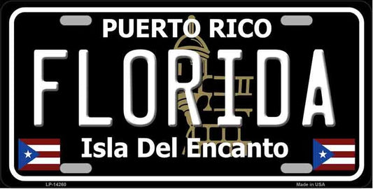Florida Puerto Rico Black Novelty License Plate
