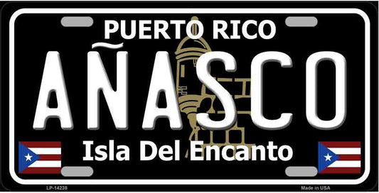 Anasco Puerto Rico Black License Plate
