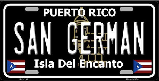 San German Puerto Rico Black Background Metal License Plate