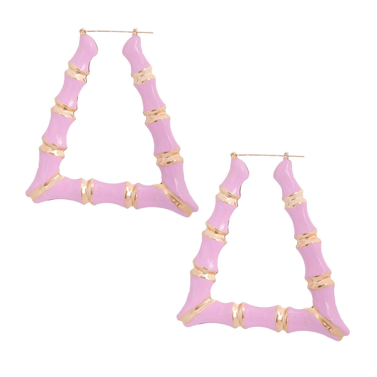 Pink Lavender Trapezoid Bamboo Hoops