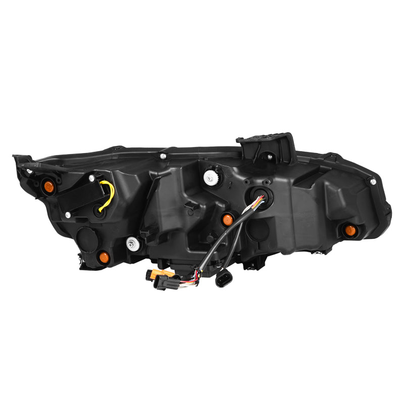 Car headlight assembly on a white background