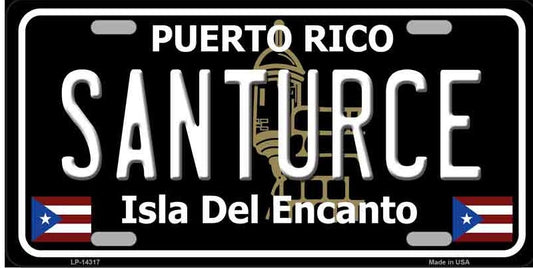 Santurce Puerto Rico Black Metal License Plate Style Sign