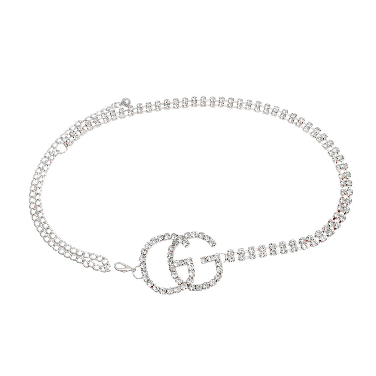 Silver Embellished Side Double G Belt