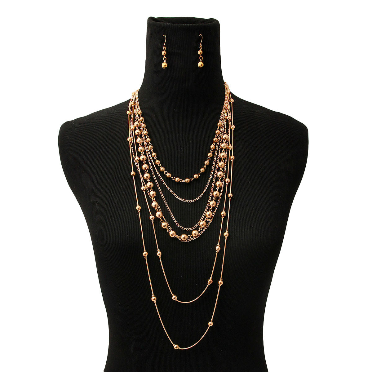 Metal Ball Layered Necklace Set