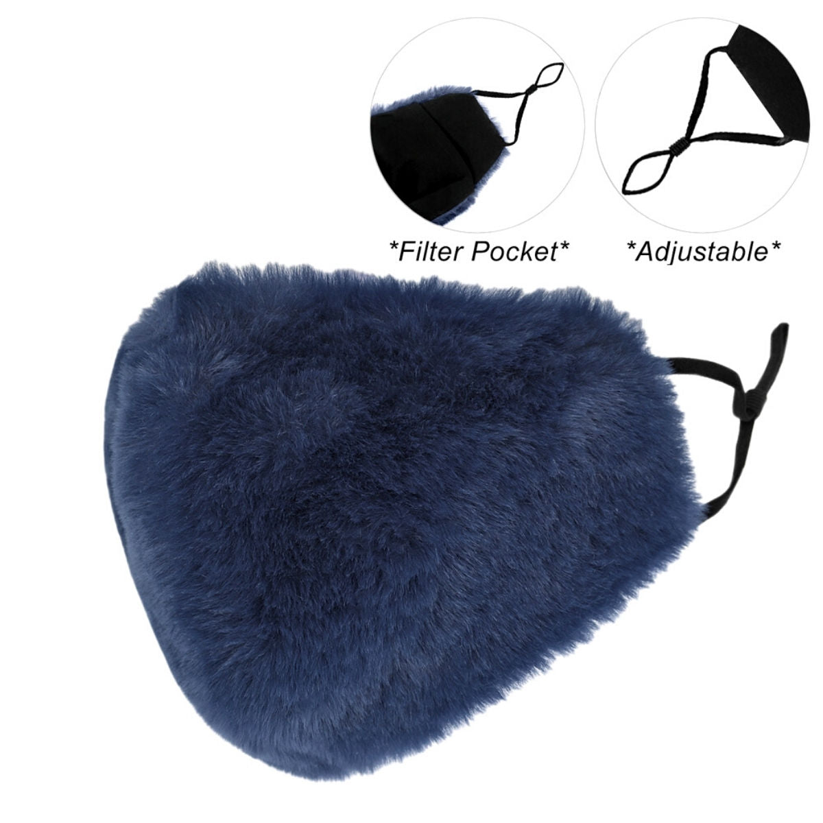 Navy Faux Fur Mask