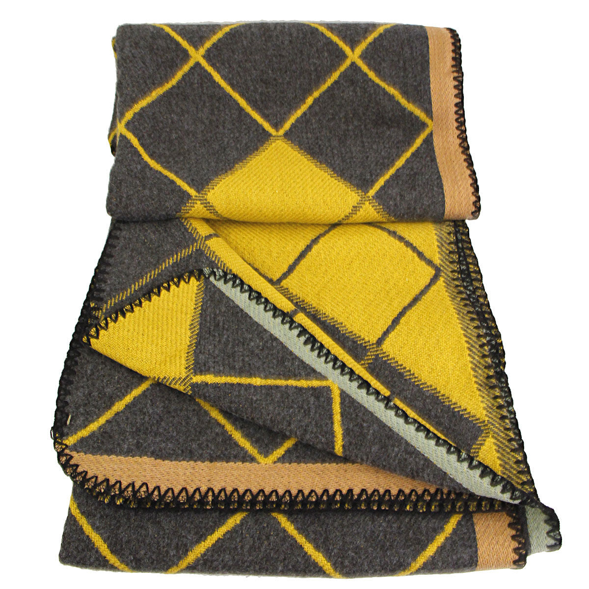 Mustard and Gray Plaid Knit Ruana