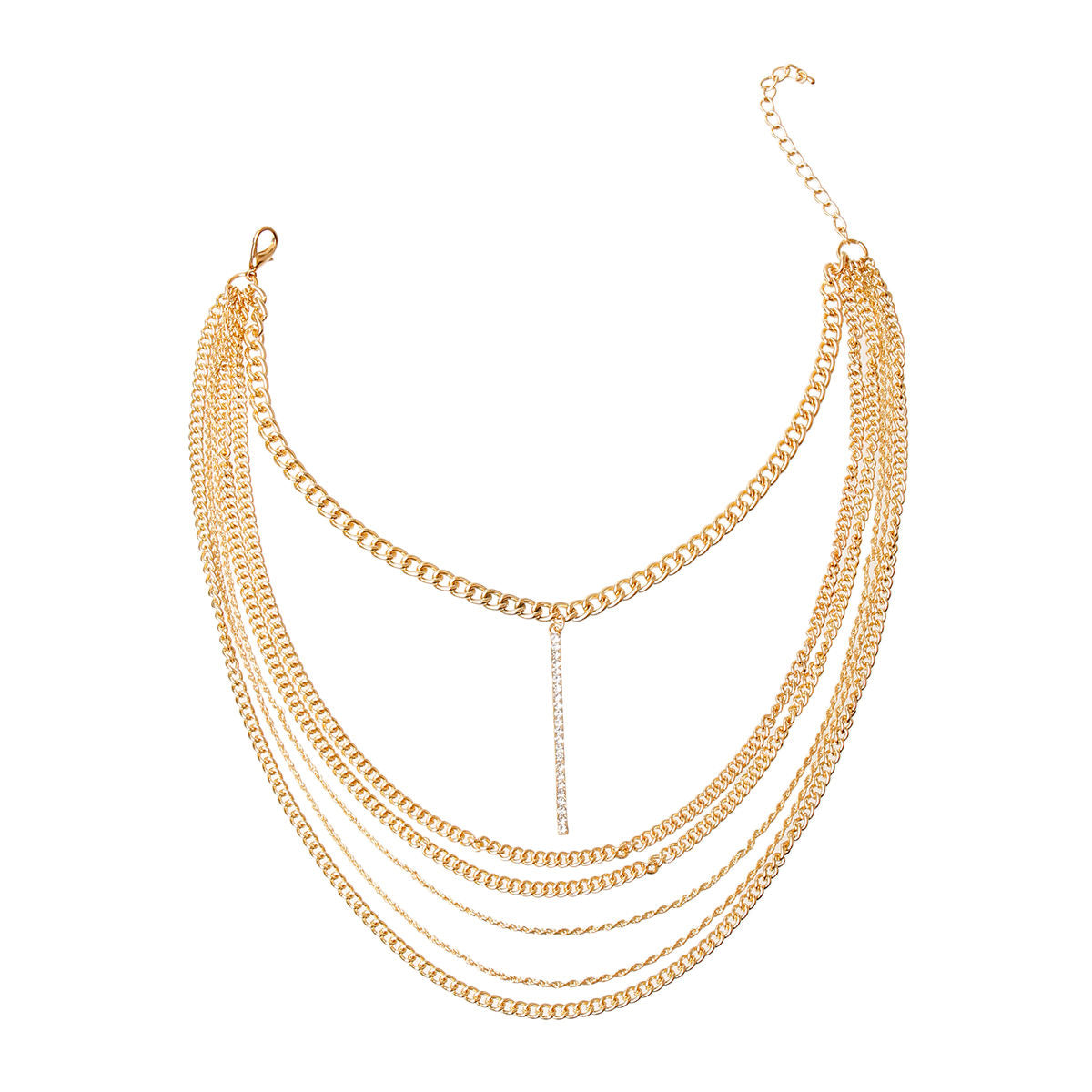 Multi Layer Gold Chain Bar Choker