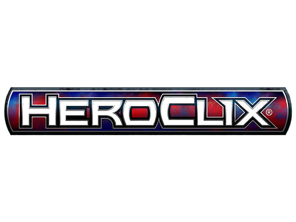 HEROClix logo with red, white, and blue colors on a white background