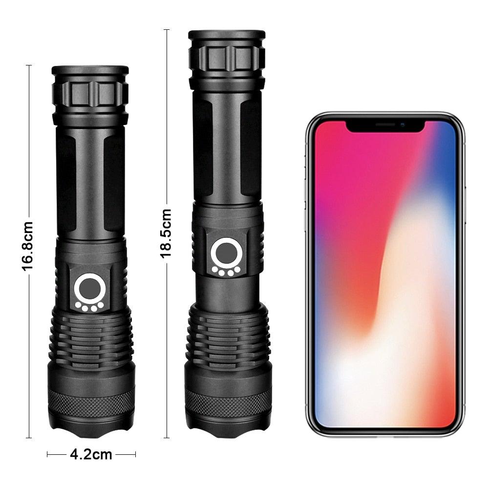 Adjustable Rechargeable Tactical Flashlight USB LED  Super Bright Zoomable IPX65 Waterproof Portable Torchlight Flash Lamp USB Charging For Hiking Camping Running Fishing