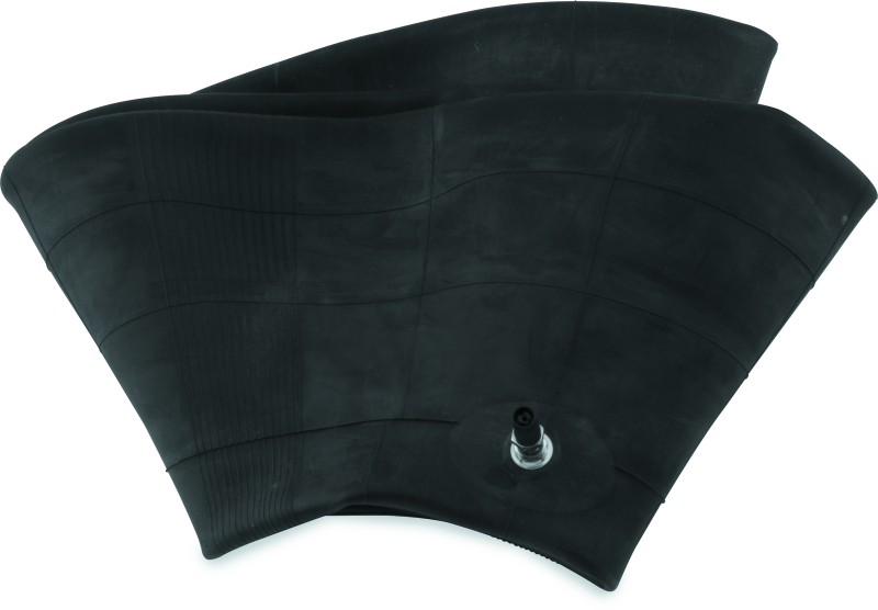 Black tire inner tube on a white background