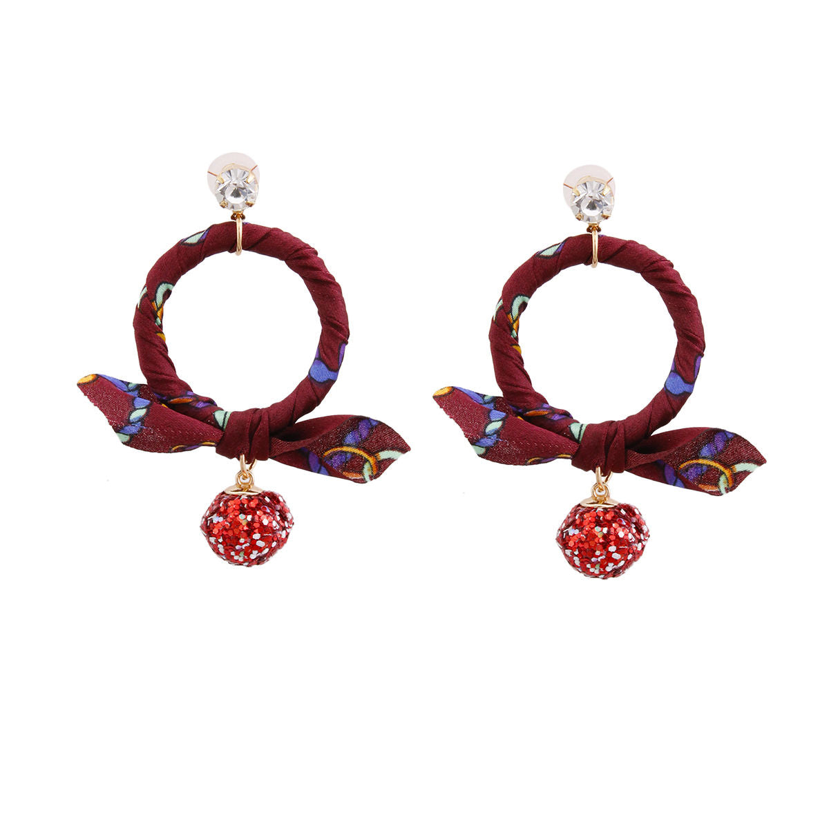 Burgundy Ring Earrings