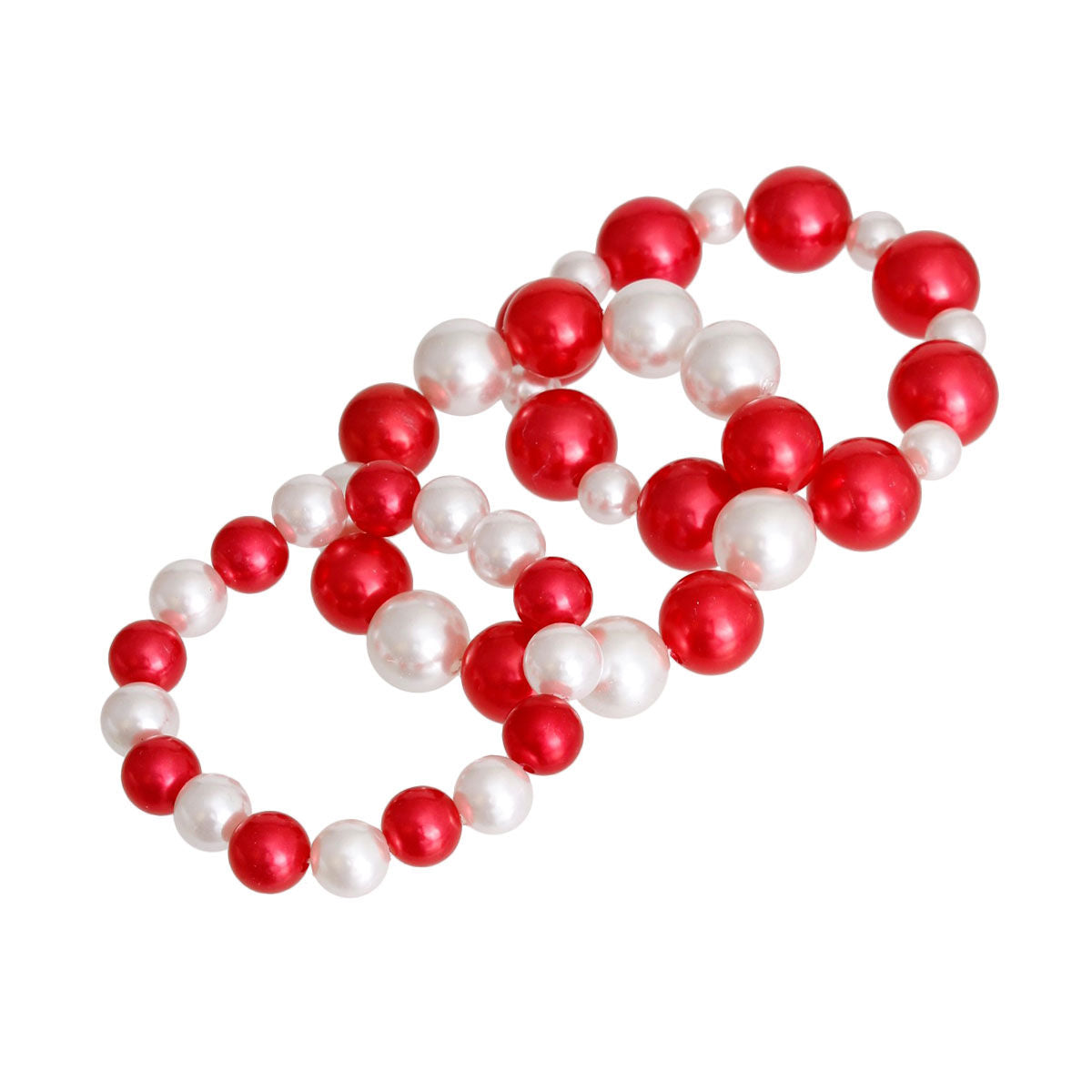 Red and White Pearl 3 Pcs DST Bracelets|Stretch to Fit