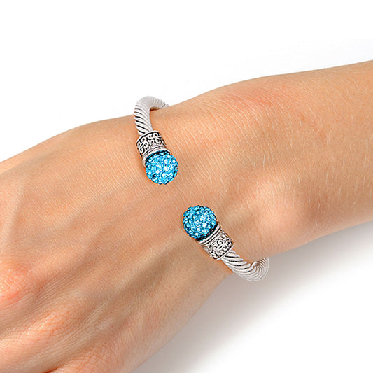 Turquoise Rhinestone Cable Bangle